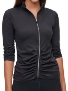 Calvin Klein Performance Black Front Zip-Up 3/4 Sleeves Women's Active Jacket XL